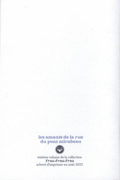 Verso de l'album Amants de la rue du pont Mirabeau