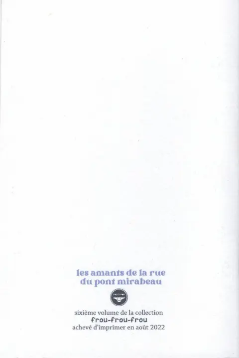 Verso de l'album Amants de la rue du pont Mirabeau