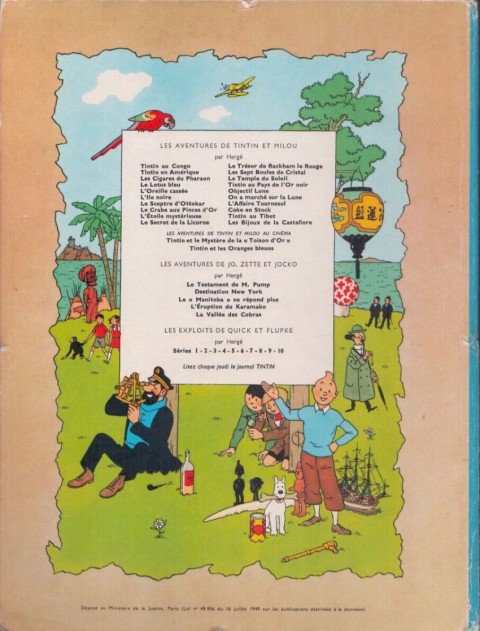 Verso de l'album Tintin Tome 5 Le lotus bleu