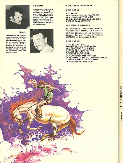 Verso de l'album Comanche Tome 6 Furie rebelle