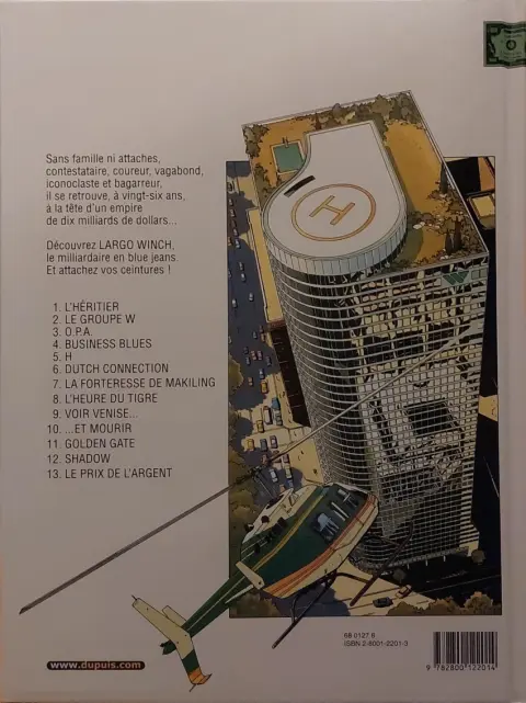 Verso de l'album Largo Winch Tome 6 Dutch Connection