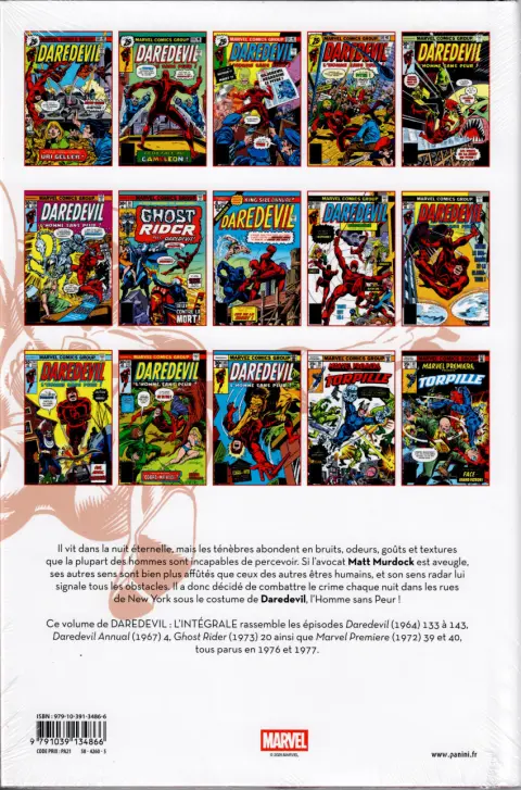 Verso de l'album Daredevil - L'Intégrale Tome 12 1976-1977