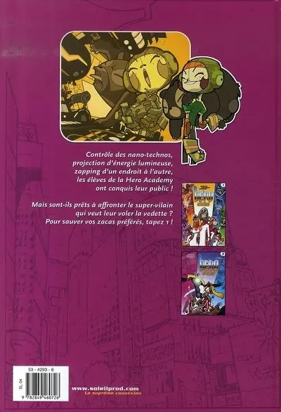 Verso de l'album Hero Academy Tome 2 L'attaque des... robots !