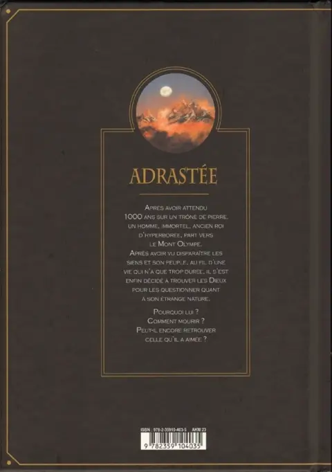 Verso de l'album Adrastée Tome 1/2