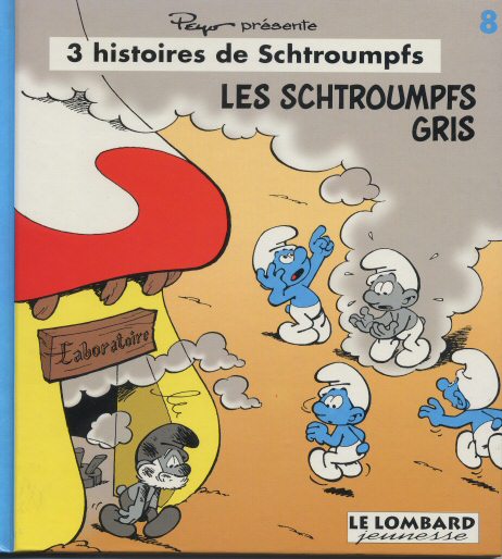 Couverture de l'album 3 histoires de Schtroumpfs Tome 8 Les schtroumpfs gris