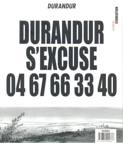 Couverture de l'album Durandur encule tout le monde Tome 2 Durandur s'excuse 04 67 66 33 40