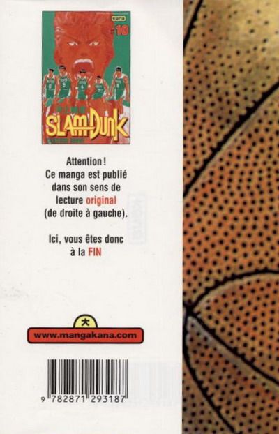 Verso de l'album Slam Dunk #10