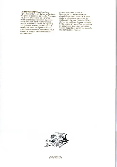 Verso de l'album Spirou et Fantasio - L'intégrale Version Originale Tome 9 La mauvaise tête