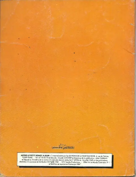 Verso de l'album Astro le petit robot Album N° 1 Tomes 1 à 3