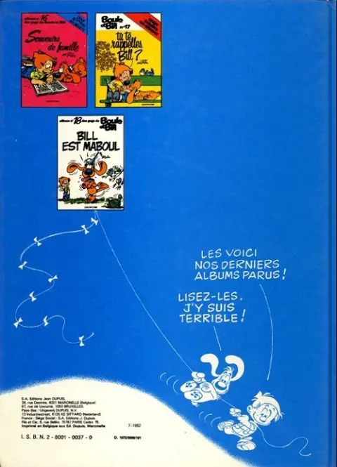 Verso de l'album Boule & Bill Tome 8 Papa, Maman, Boule... ...et Moi ! et Nous !