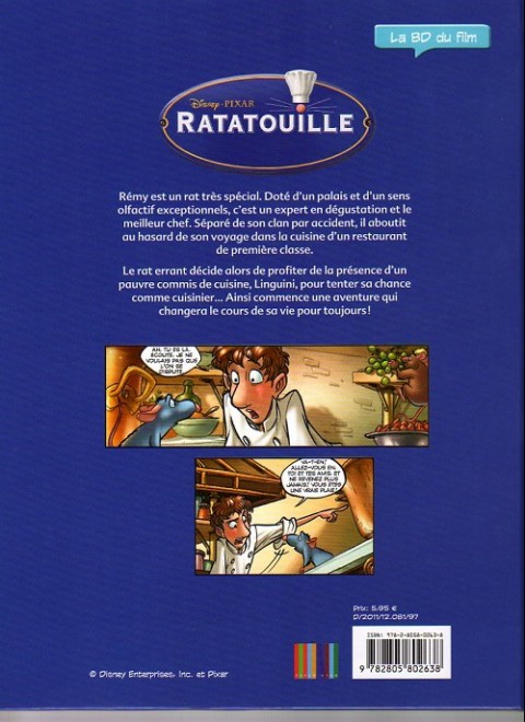 Verso de l'album Disney (La BD du film) Tome 1 Ratatouille