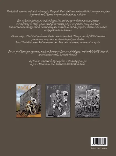Verso de l'album Paoli Tome 1 La jeunesse de Paoli