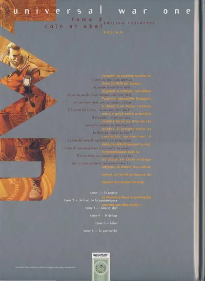 Verso de l'album Universal War One Tome 3 Caïn et Abel