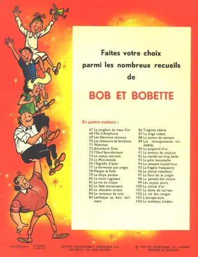 Verso de l'album Bob et Bobette Tome 103 L'attrape-sons