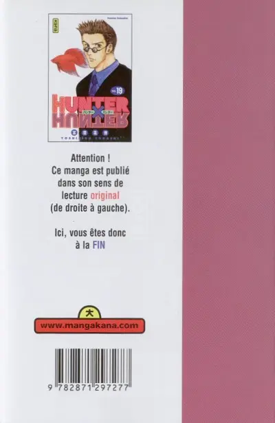 Verso de l'album Hunter X Hunter N° 19