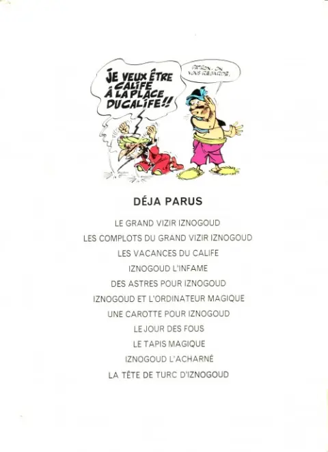 Verso de l'album Iznogoud Tome 11 La tête de Turc d'Iznogoud