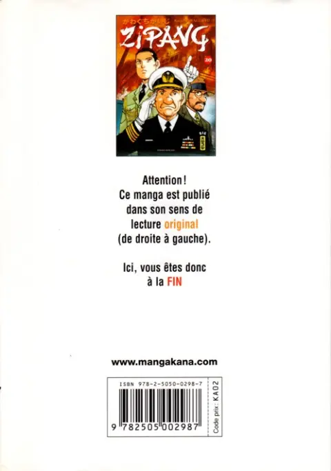Verso de l'album Zipang 20
