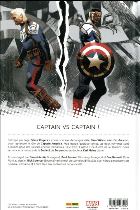 Verso de l'album Captain America : Sam Wilson Tome 1 Pas mon Captain America