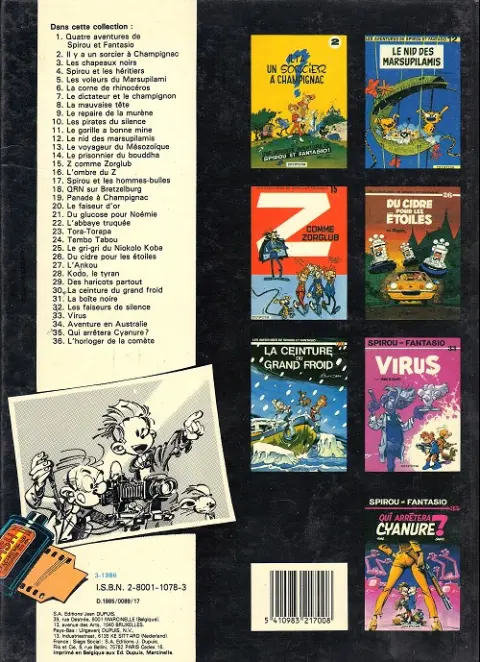 Verso de l'album Spirou et Fantasio Tome 34 Aventure en Australie