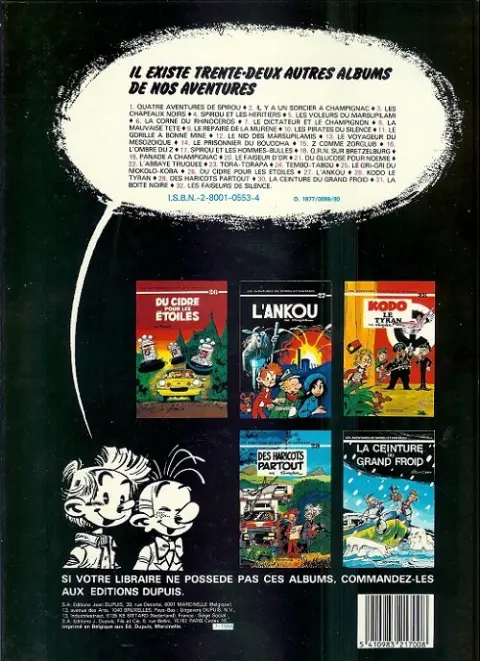 Verso de l'album Spirou et Fantasio Tome 27 L'Ankou