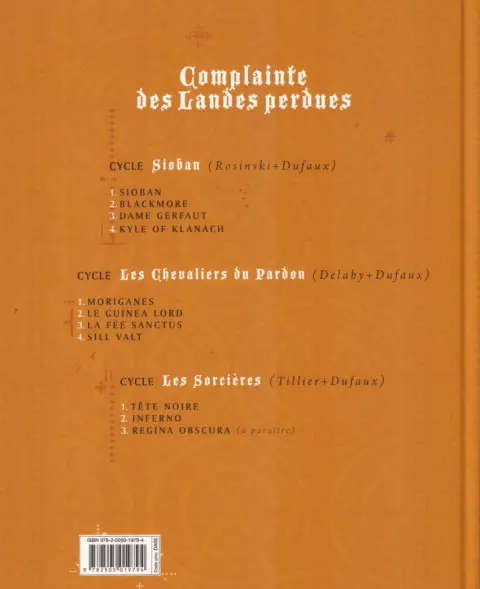 Verso de l'album Complainte des Landes perdues Les Chevaliers du Pardon Tome 4 Sill Valt