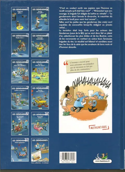 Verso de l'album Les Gendarmes Le bêtisier des véritables dépositions