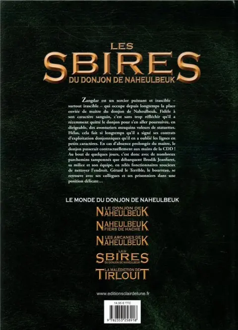 Verso de l'album Les sbires du donjon de Naheulbeuk Tome 1