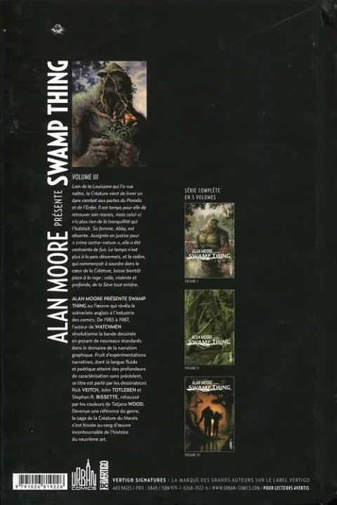 Verso de l'album Swamp Thing Volume III