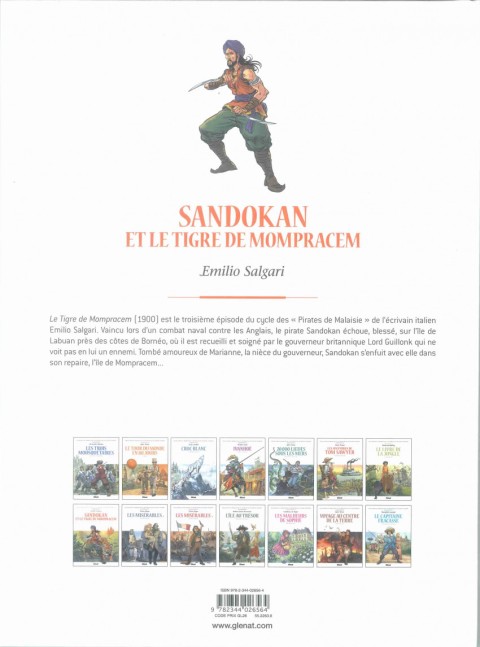 Verso de l'album Les Grands Classiques de la littérature en bande dessinée Tome 35 Sandokan et le Tigre de Monpracem