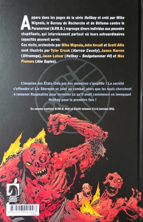 Verso de l'album B.P.R.D. - L'Enfer sur Terre Intégrale Volume 2