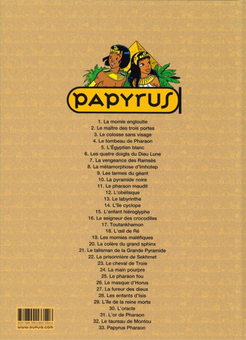 Verso de l'album Papyrus Tome 26 Le masque d'Horus