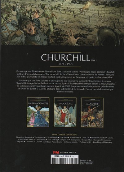 Verso de l'album Les grands personnages de l'Histoire en bandes dessinées Tome 13 Churchill - Tome 1