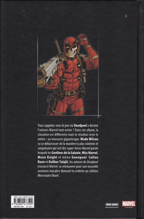 Verso de l'album Deadpool Tome 6 Deadpool re-massacre Marvel