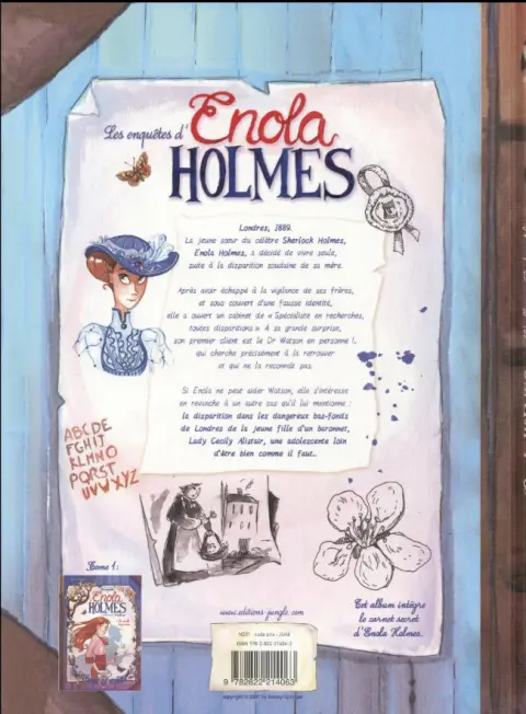 Verso de l'album Les Enquêtes d'Enola Holmes Tome 2 L'affaire Lady Alistair