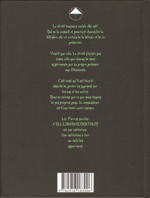 Verso de l'album Les Pierres sacrées d'EllijahrhemKathum Tome 1 L'éveil