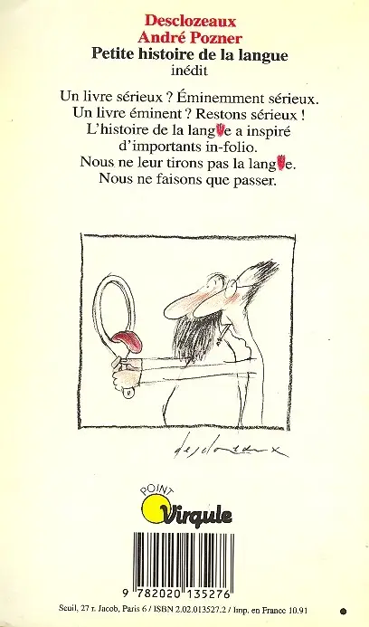 Verso de l'album Petite histoire de la langue
