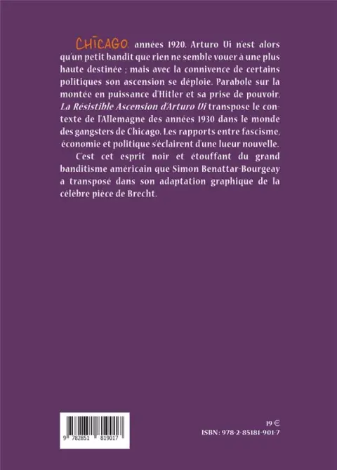Verso de l'album La Résistible ascension d'Arturo Ui