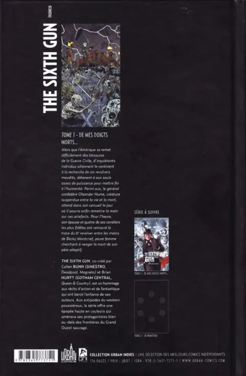Verso de l'album The Sixth Gun Tome 1 De mes doigts morts...