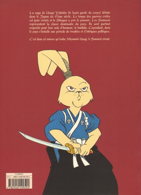 Verso de l'album Usagi Yojimbo 1