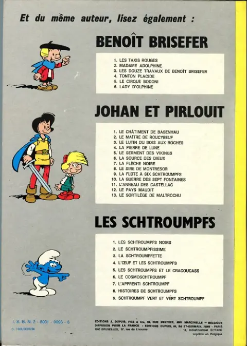Verso de l'album Johan et Pirlouit Tome 2 Le maître de Roucybeuf