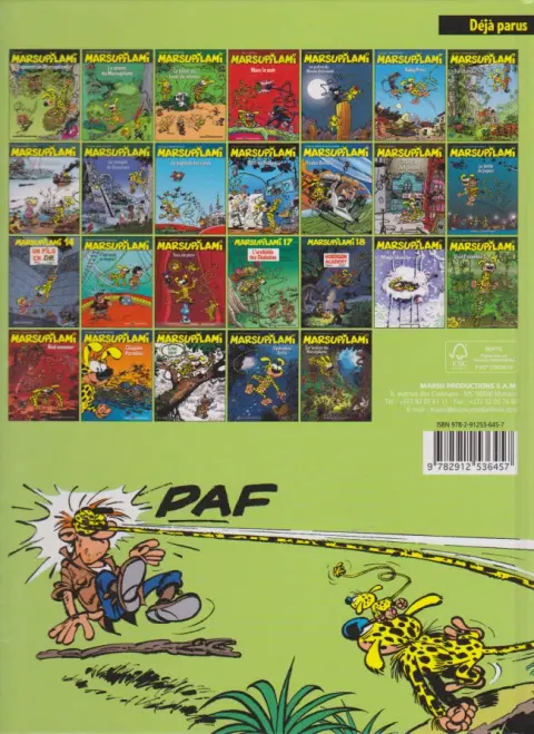 Verso de l'album Marsupilami Capturez un marsupilami