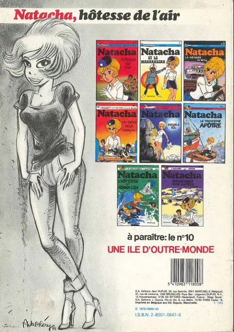 Verso de l'album Natacha Tome 7 L'hôtesse et Monna Lisa
