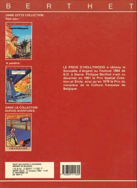Verso de l'album Le Privé d'Hollywood Tome 1