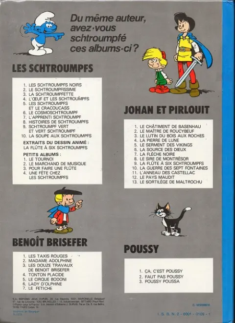 Verso de l'album Les Schtroumpfs Tome 2 Le Schtroumpfissime (+ Schtroumpfonie en ut)
