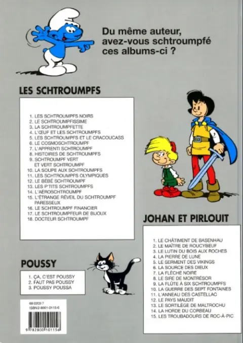 Verso de l'album Les Schtroumpfs Tome 8 Histoires de Schtroumpfs