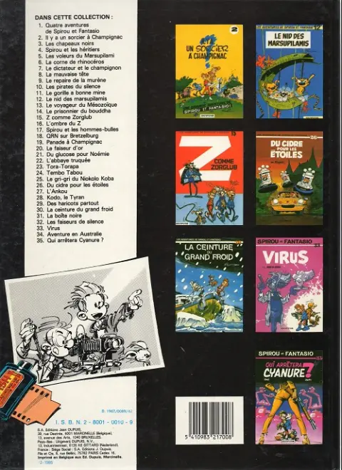 Verso de l'album Spirou et Fantasio Tome 8 La mauvaise tête