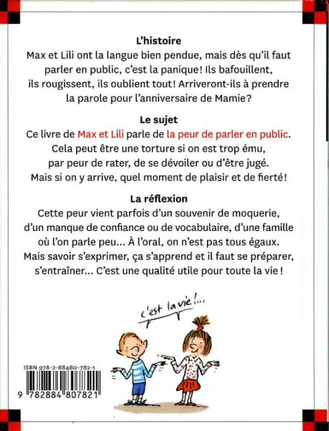 Verso de l'album Ainsi va la vie Tome 117 Max et Lili ont peur de parler en public