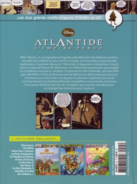 Verso de l'album Les plus grands chefs-d'œuvre Disney en BD Tome 45 Atlantide, l'empire perdu