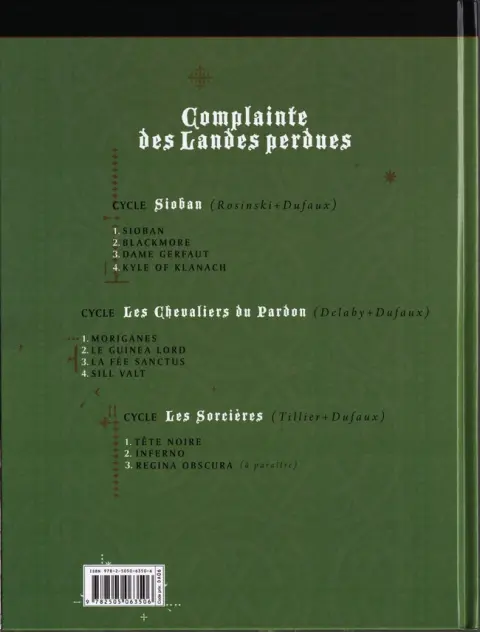 Verso de l'album Complainte des Landes perdues Les Sorcières Tome 1 Tête noire