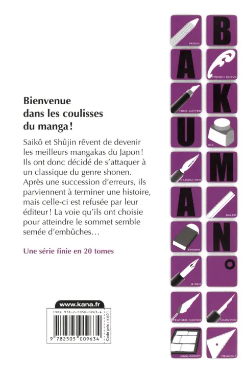 Verso de l'album Bakuman Tome 3 Débuts et impatience